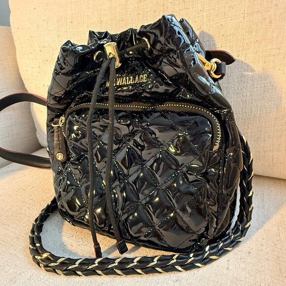 MZ Wallace Limited Edition Black & Gold Lacquer Bag – 3 Straps, Like New, Worn 1 - Picture 4 of 6